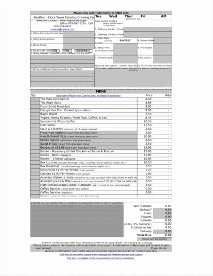 Catering forms Templates Inspirational order form Template Excel Download with Free Plus to Her