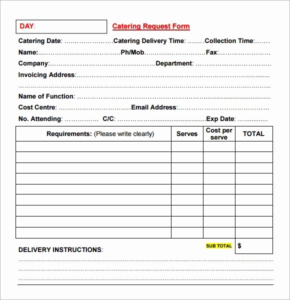 Catering forms Templates Lovely Catering Invoice Sample 17 Documents In Pdf Word