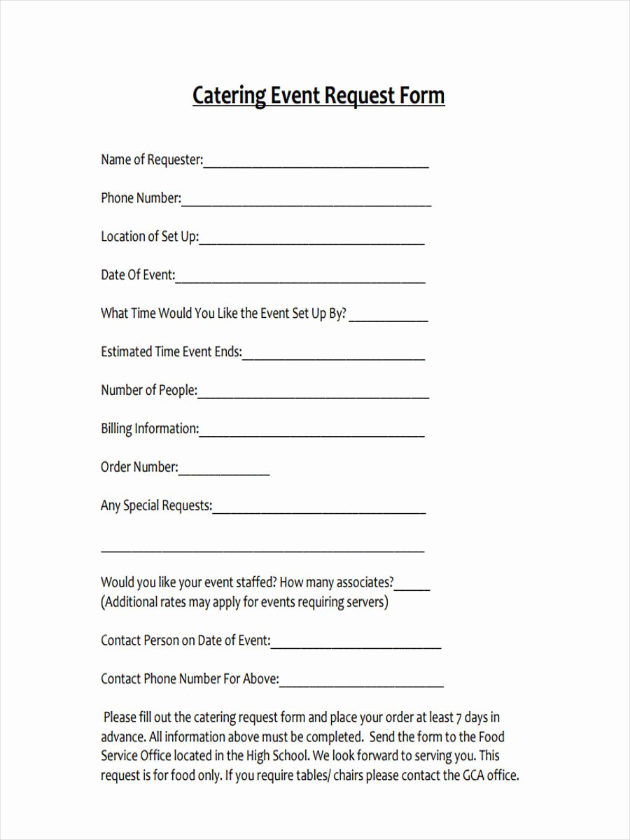 Catering forms Templates New 10 event Request form Samples Free Sample Example