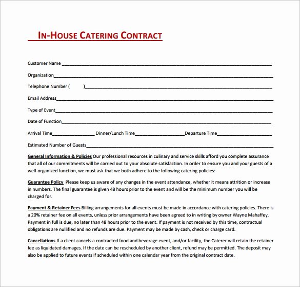 Catering forms Templates New 13 Sample Catering Contract Templates Pdf Word Apple