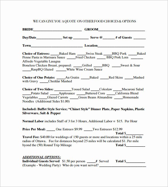 Catering forms Templates Unique 7 Catering Contract Templates Docs Pages