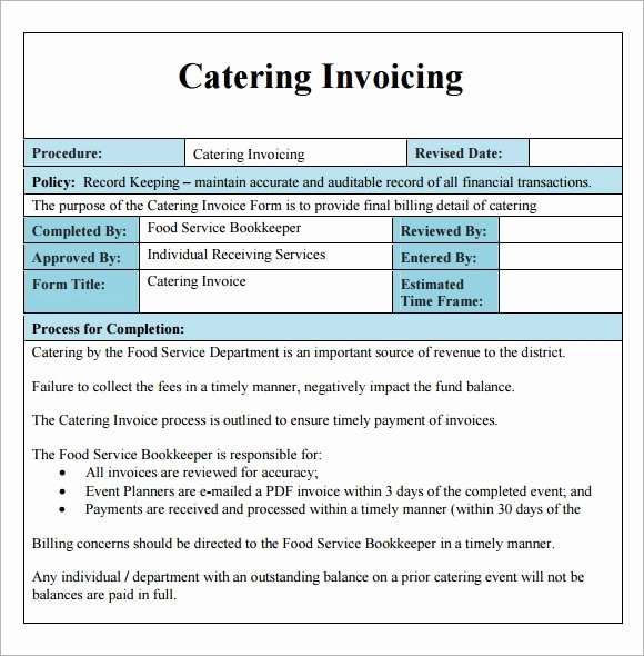 Catering Quote Template Free Elegant 16 Catering Invoice Samples