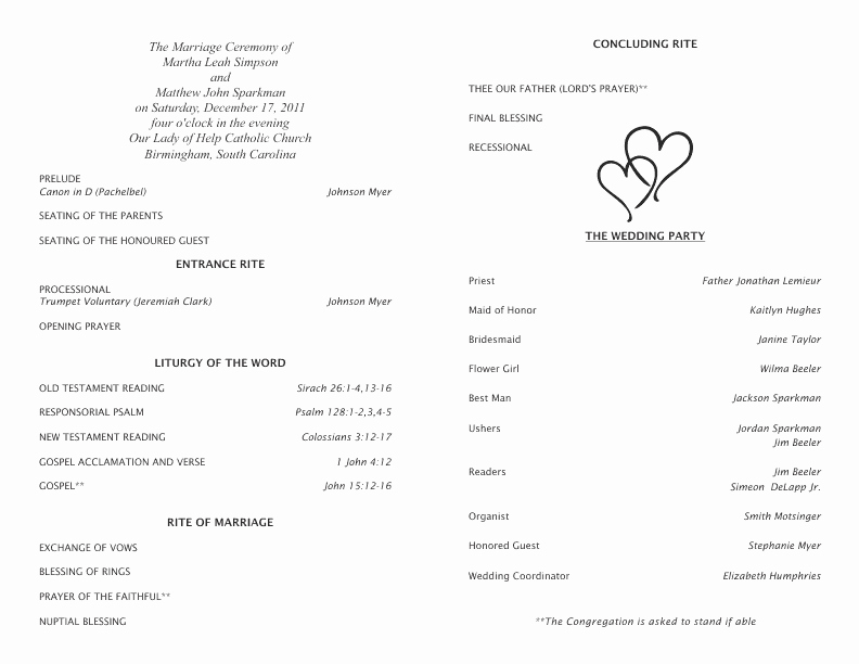 Catholic Wedding Ceremony Program Templates Best Of Catholic Wedding Program Template 5