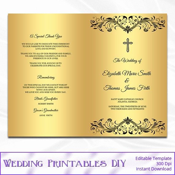 Catholic Wedding Ceremony Program Templates Best Of Catholic Wedding Program Template Diy by