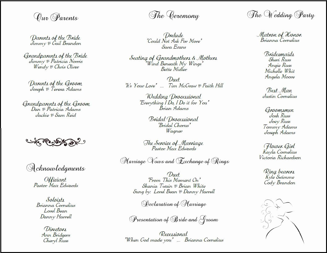 Catholic Wedding Ceremony Program Templates New Example Of Wedding Programs