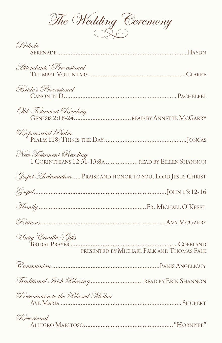 Catholic Wedding Mass Program Template Awesome Catholic Mass Wedding Ceremony Catholic Wedding Traditions