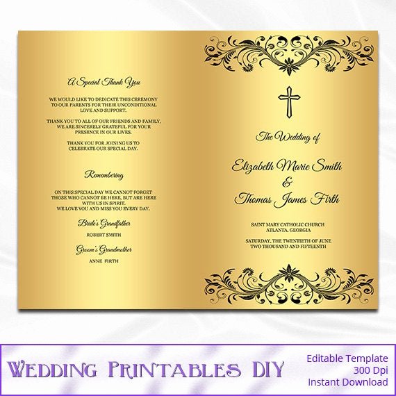 Catholic Wedding Mass Program Template Elegant Items Similar to Catholic Wedding Program Template Diy