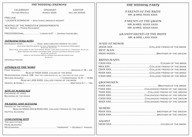 Catholic Wedding Program Template without Mass Awesome Catholic Ceremony without Mass Wedding Program Example