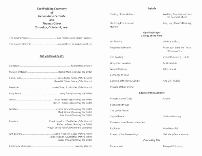 Catholic Wedding Program Template without Mass Elegant Catholic Wedding Ceremony Program Template without Mass