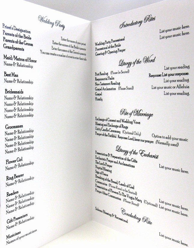 Catholic Wedding Program Template without Mass Elegant Catholic Wedding Program Template