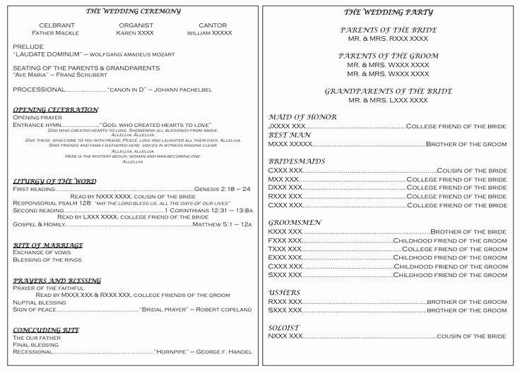Catholic Wedding Program Template without Mass Luxury Catholic Wedding Program