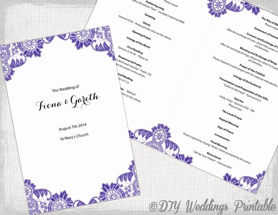 Catholic Wedding Program Templates Free Beautiful Catholic Wedding Program Template Purple Antique