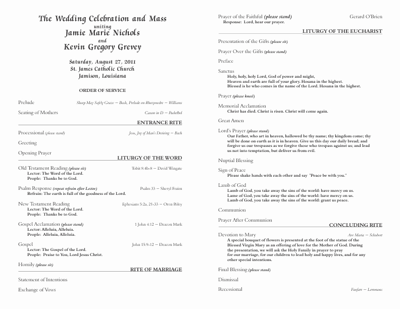 Catholic Wedding Program Templates Free Elegant Catholic Wedding Program Template 6