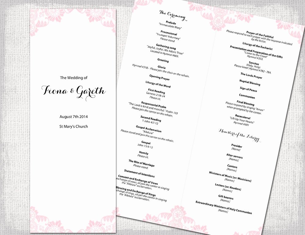 Catholic Wedding Program Templates Free Luxury Catholic Wedding Program Template Powder Pink Antique