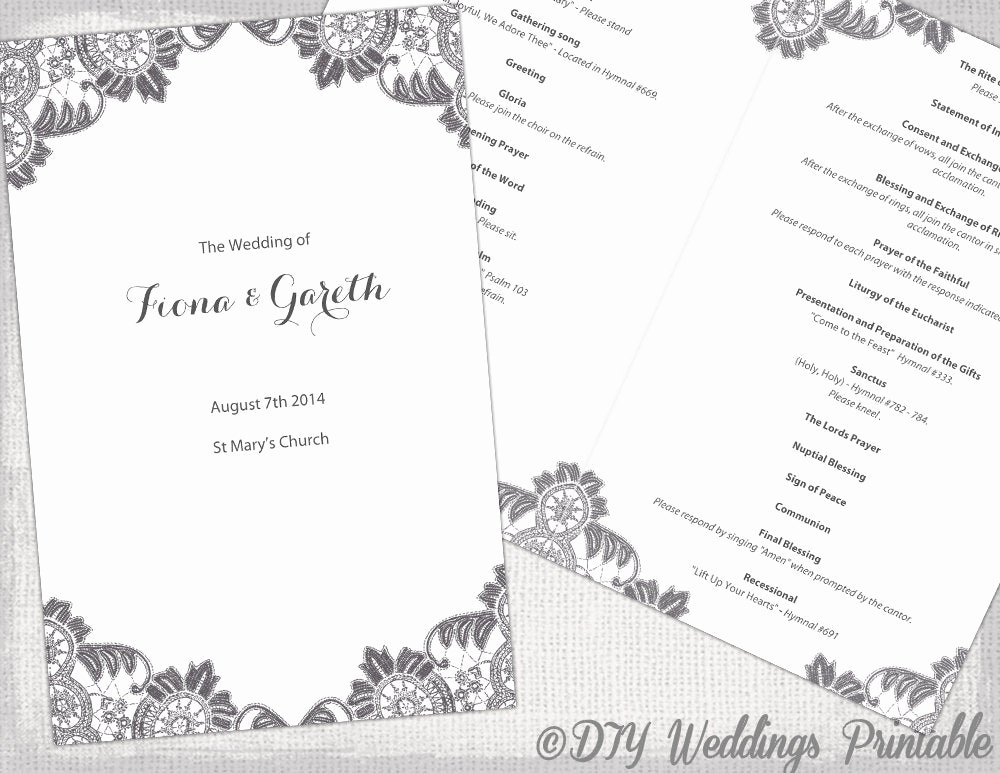 Catholic Wedding Program Templates Free Luxury Diy Catholic Wedding Program Template Charcoal Gray