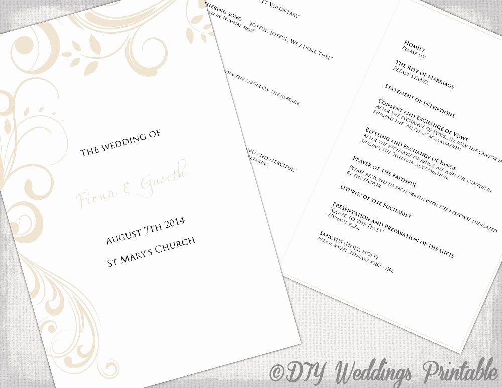 Catholic Wedding Program Templates Free Unique Catholic Wedding Program Template by Diyweddingsprintable