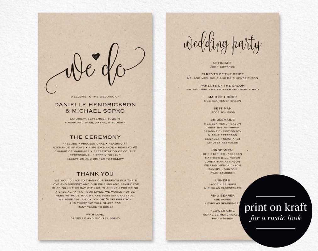 Catholic Wedding Program Templates Free Unique Wedding Program Template Wedding Program Printable We Do