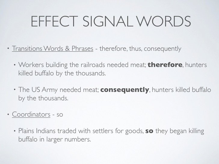 Cause and Effect Transitions Luxury Cause Effect Signal Words