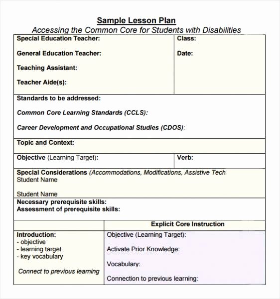 Ccss Lesson Plan Templates Awesome Ccss Lesson Plan Template Doc