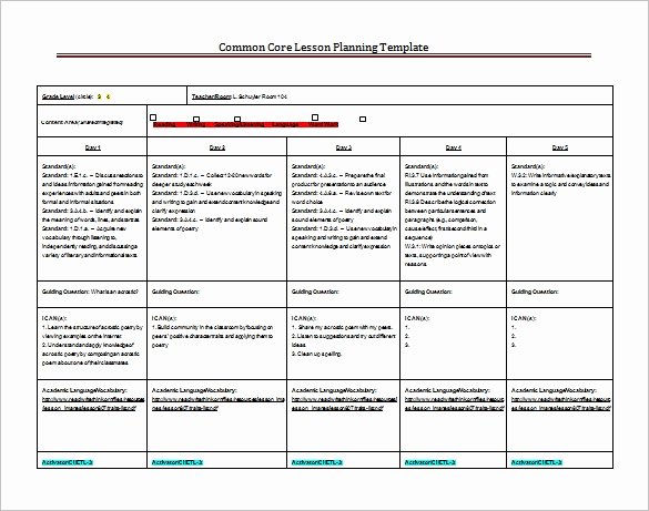 Ccss Lesson Plan Templates Elegant 8 Lesson Plan Templates – Free Sample Example format