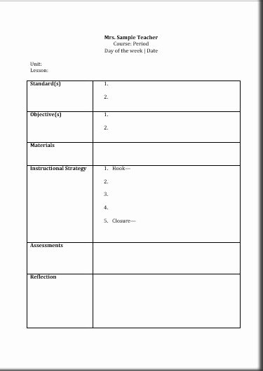 Ccss Lesson Plan Templates Fresh Printable Lesson Plan Template Free to