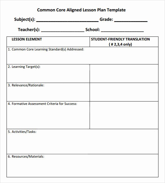 Ccss Lesson Plan Templates Inspirational 7 Sample Mon Core Lesson Plan Templates to Download