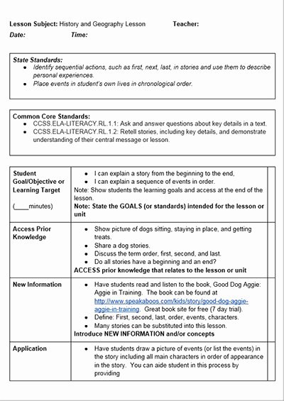 Ccss Lesson Plan Templates Inspirational Mon Core History Lessons Free Lesson Plan Template