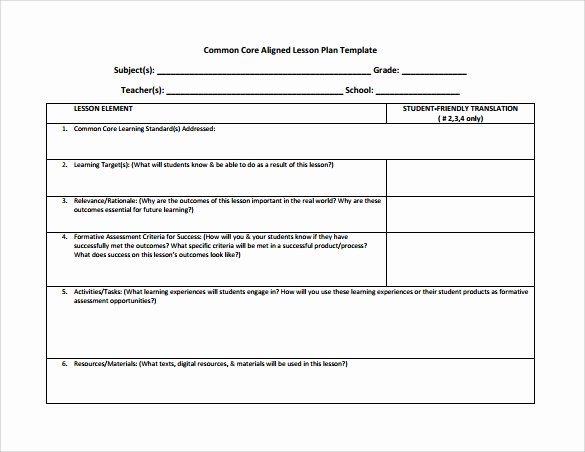 Ccss Lesson Plan Templates Luxury 7 Sample Mon Core Lesson Plan Templates to Download