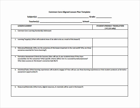 Ccss Lesson Plan Templates Luxury 7 Sample Mon Core Lesson Plan Templates to Download