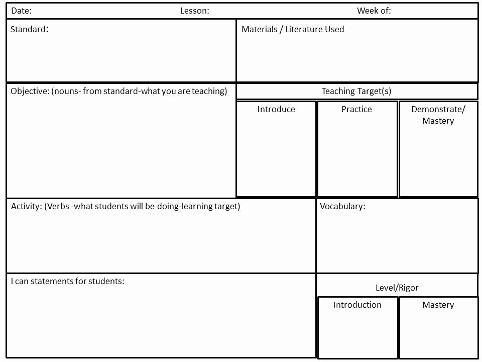 Ccss Lesson Plan Templates New Cultivating Concepts Mon Core Planning In Word