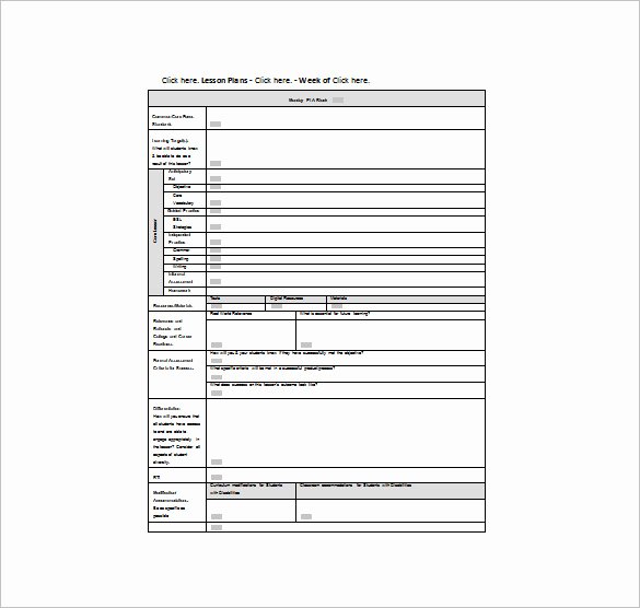 Ccss Lesson Plan Templates New Mon Core Lesson Plan Template 8 Free Word Excel