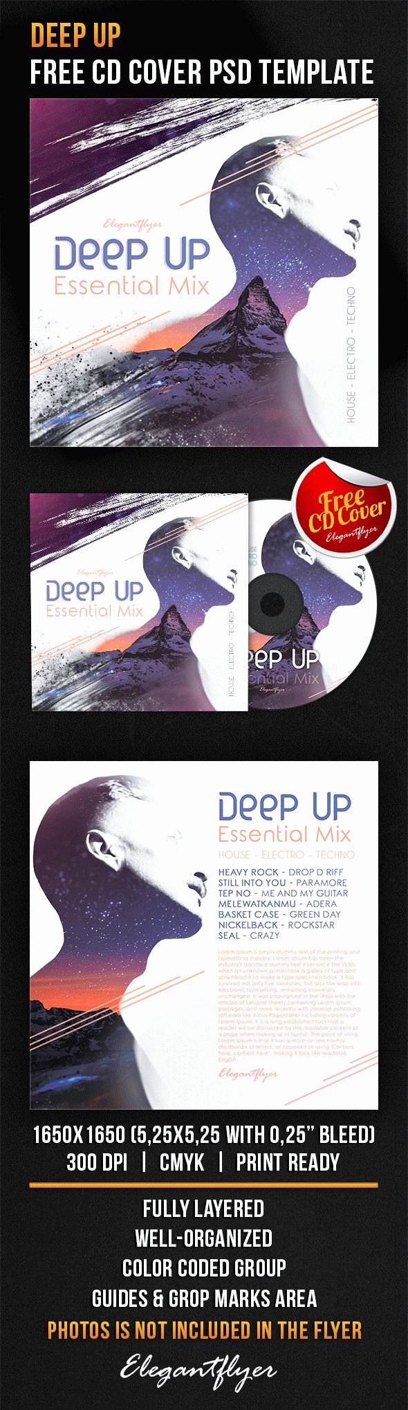 Cd Cover Template Psd Best Of Deep Up – Free Cd Cover Psd Template – by Elegantflyer