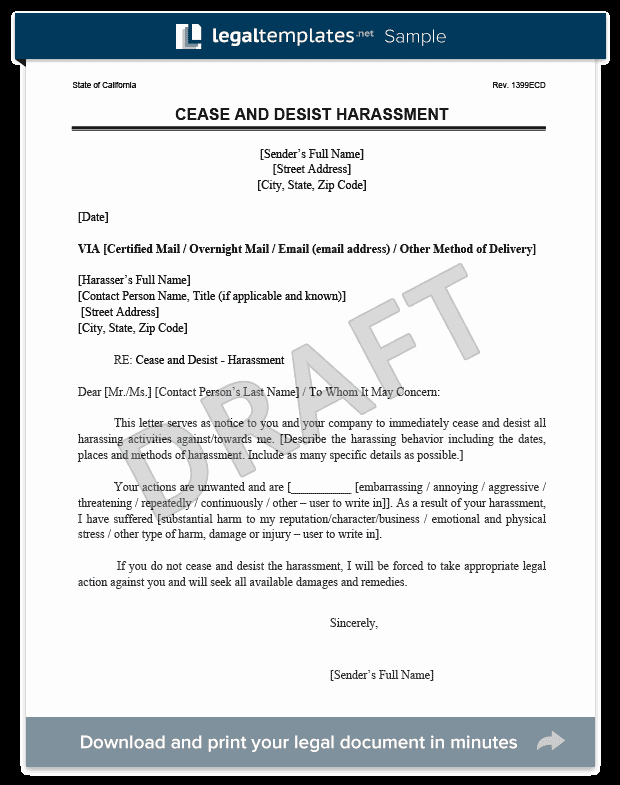 Cease and Desist order Template Lovely Cease and Desist Letter C&amp;d