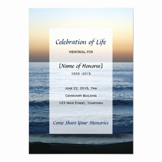 Celebration Of Life Invitation Awesome Ocean Memorial Celebration Of Life Invitation