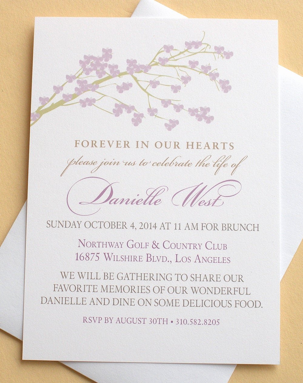 Celebration Of Life Invitation Beautiful Celebration Of Life Invitations with A Branch Of by