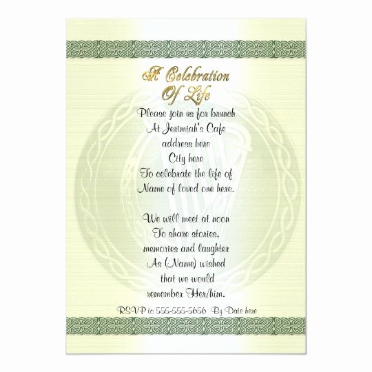 Celebration Of Life Invitation Fresh Celebration Of Life Invitation Celtic Knot Irish