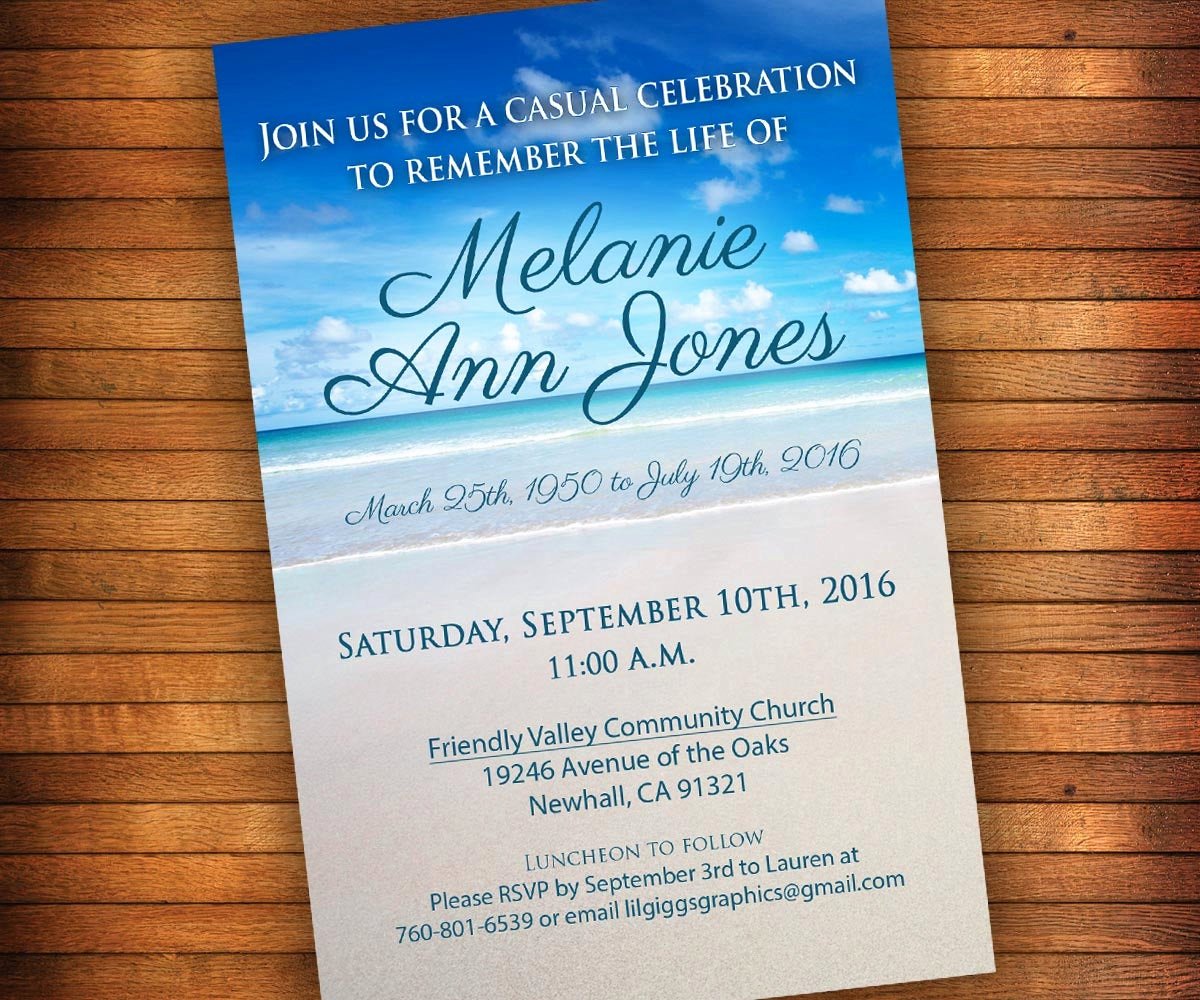 Celebration Of Life Invitation Inspirational Celebration Of Life Invitation Beach Memorial Invitation