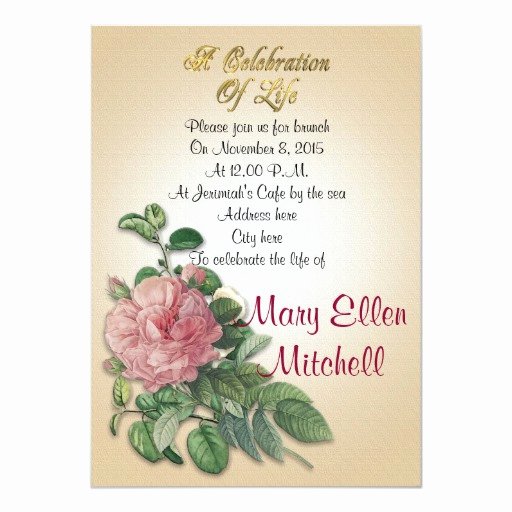 Celebration Of Life Invitation Inspirational Celebration Of Life Invitation Vintage Rose