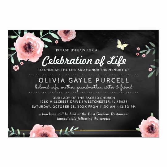 Celebration Of Life Invitation Inspirational Celebration Of Life Invite Pink &amp; Black Floral