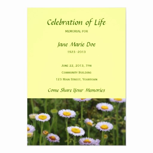 Celebration Of Life Invitation Inspirational Memorial Celebration Of Life Flowers 5x7 Paper