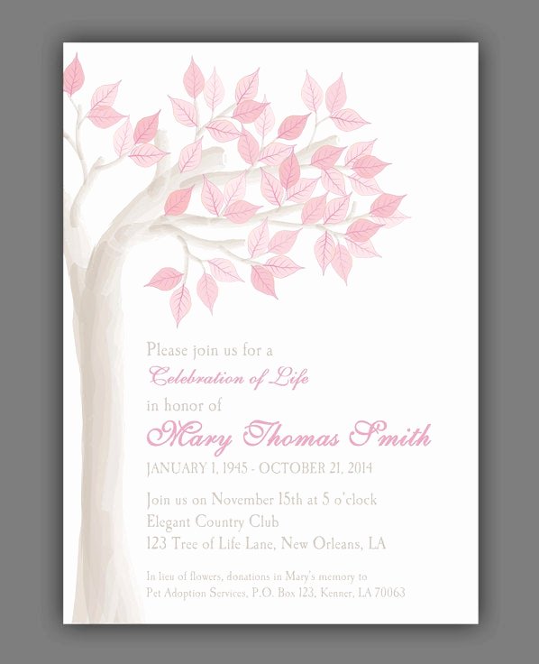 Celebration Of Life Invitation Luxury Elegant Tree Celebration Of Life Invitation Printable or