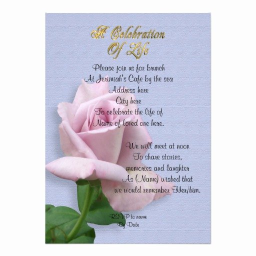 Celebration Of Life Invitation Unique Celebration Of Life Invitation Lavender Rose 5&quot; X 7