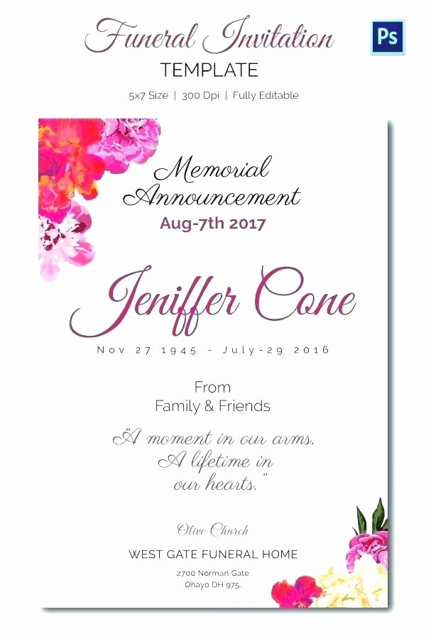 Celebration Of Life Template Free Elegant Funeral Invitation Template Cards Announcement Free