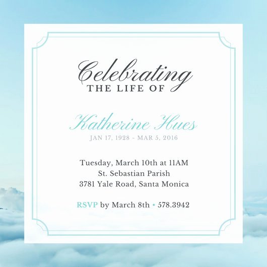 Celebration Of Life Template Free Elegant Sky Celebration Of Life Invitation Templates by Canva