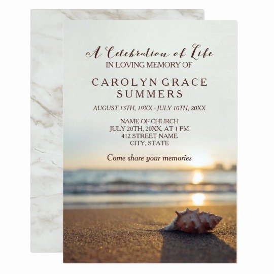 Celebration Of Life Template Free Inspirational Conch On Beach Celebration Of Life Card