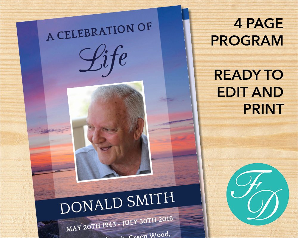 Celebration Of Life Template Free Lovely Celebration Of Life Printable Funeral Program Template