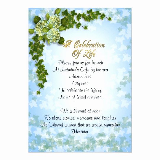 Celebration Of Life Template Free New Celebration Of Life Invitation Ivy and Flowers