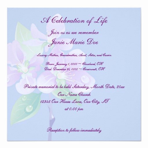 Celebration Of Life Template Free Unique Celebration Of Life 5 25x5 25 Square Paper Invitation Card