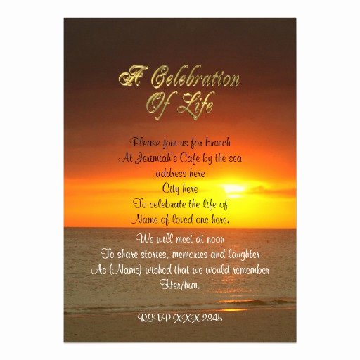 Celebration Of Life Template Free Unique Celebration Of Life Invitation Sunset