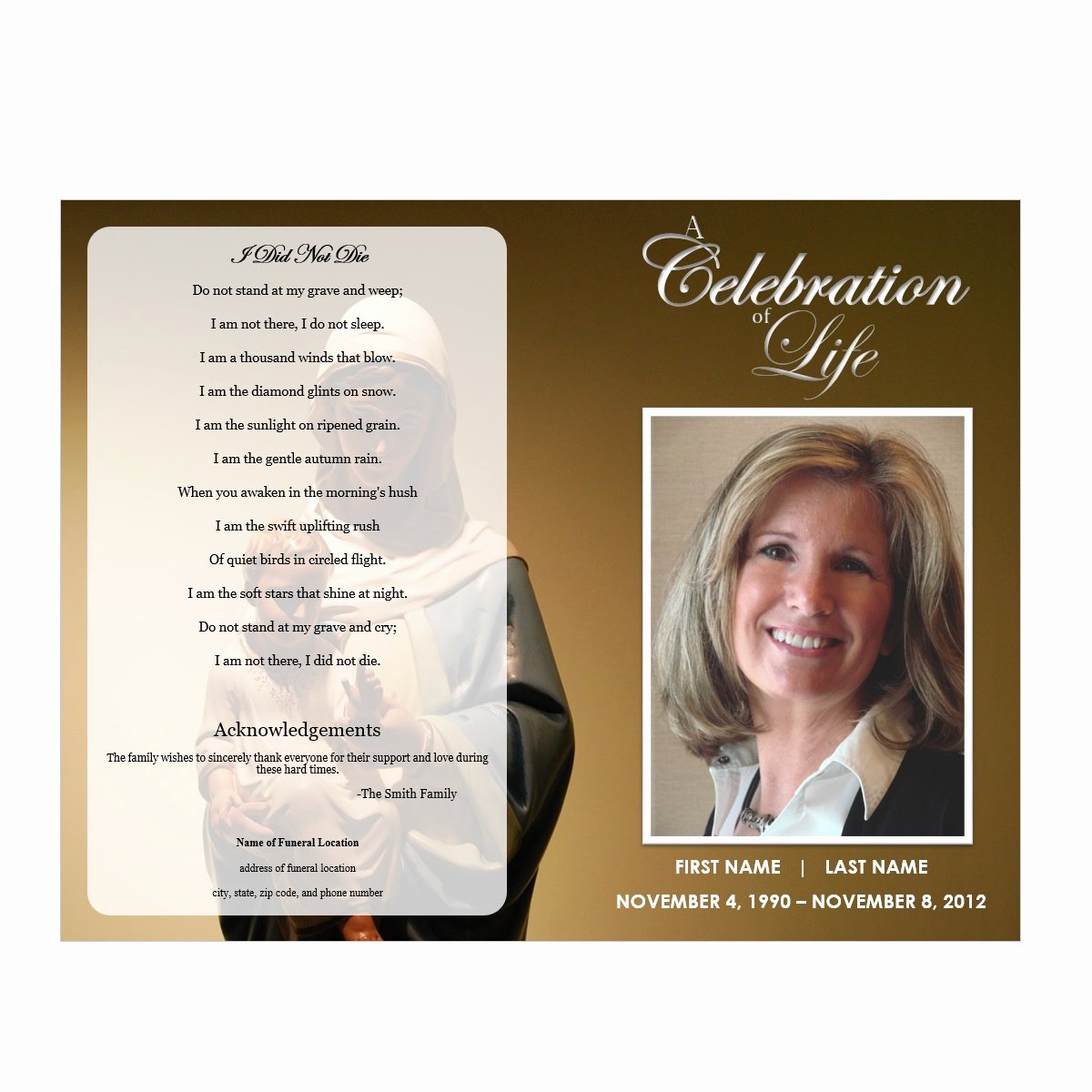 Celebration Of Life Template Free Unique Virgin Mary Funeral Program Funeral Pamphlets